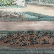 Le jardin de l’abbaye.Aquarelle XIXe monogrammée