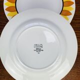 6 Sunflower dinner plates by Digoin Sarreguemines, vintage