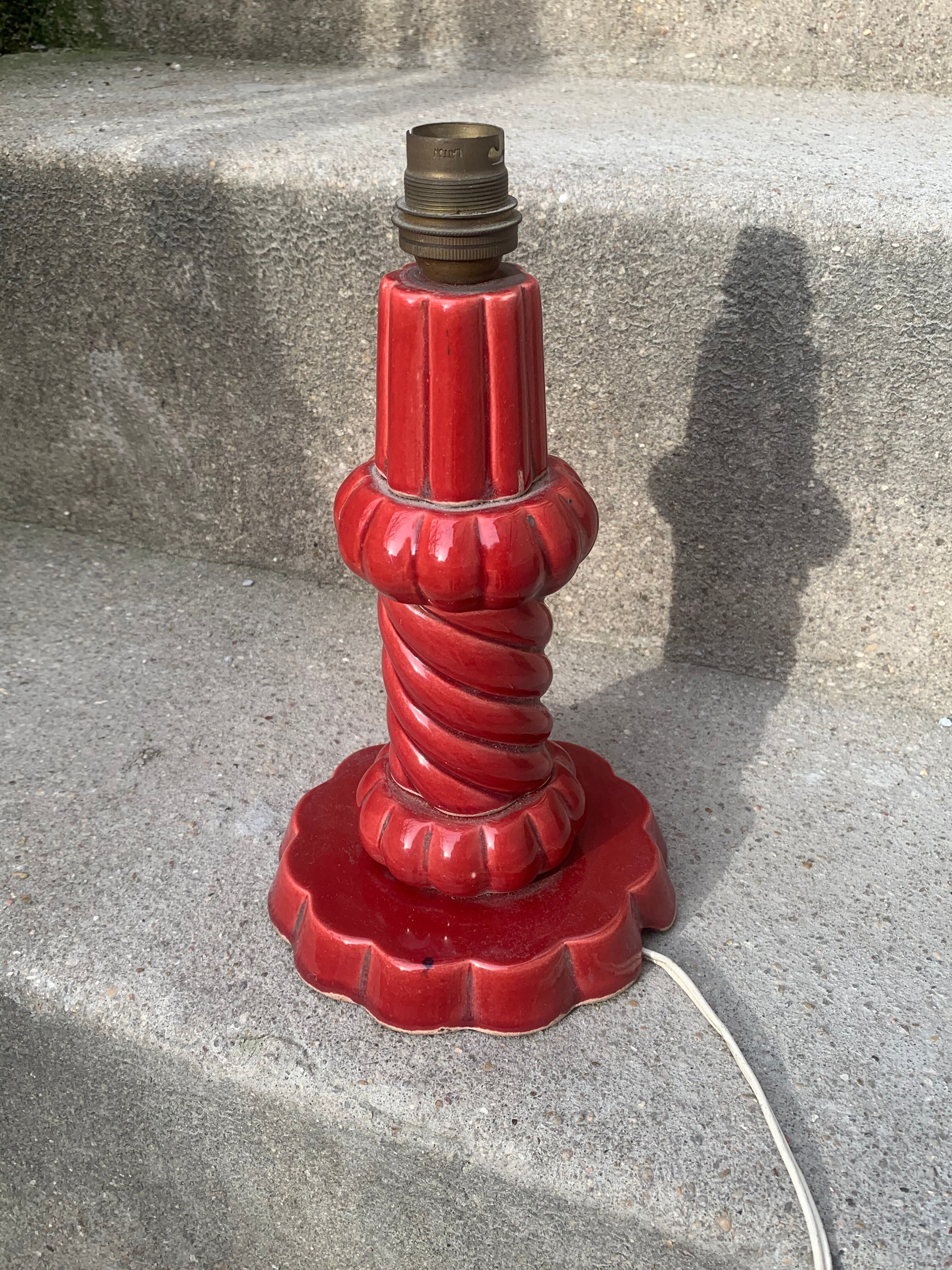 Small red ceramic lamp
