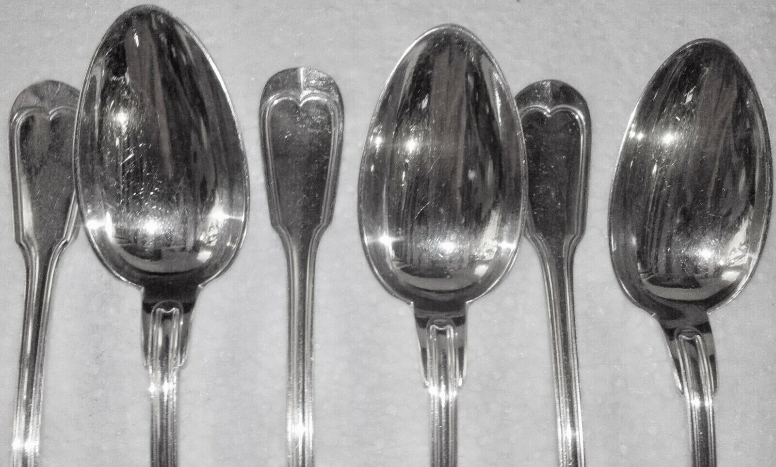 6 large spoons silver metal hallmark 84g model uni filet - goldsmith boulenger