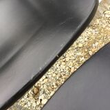 6 vintage chairs in black skaï with chrome metal tubular base.