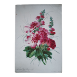 Lithograph Hollyhocks