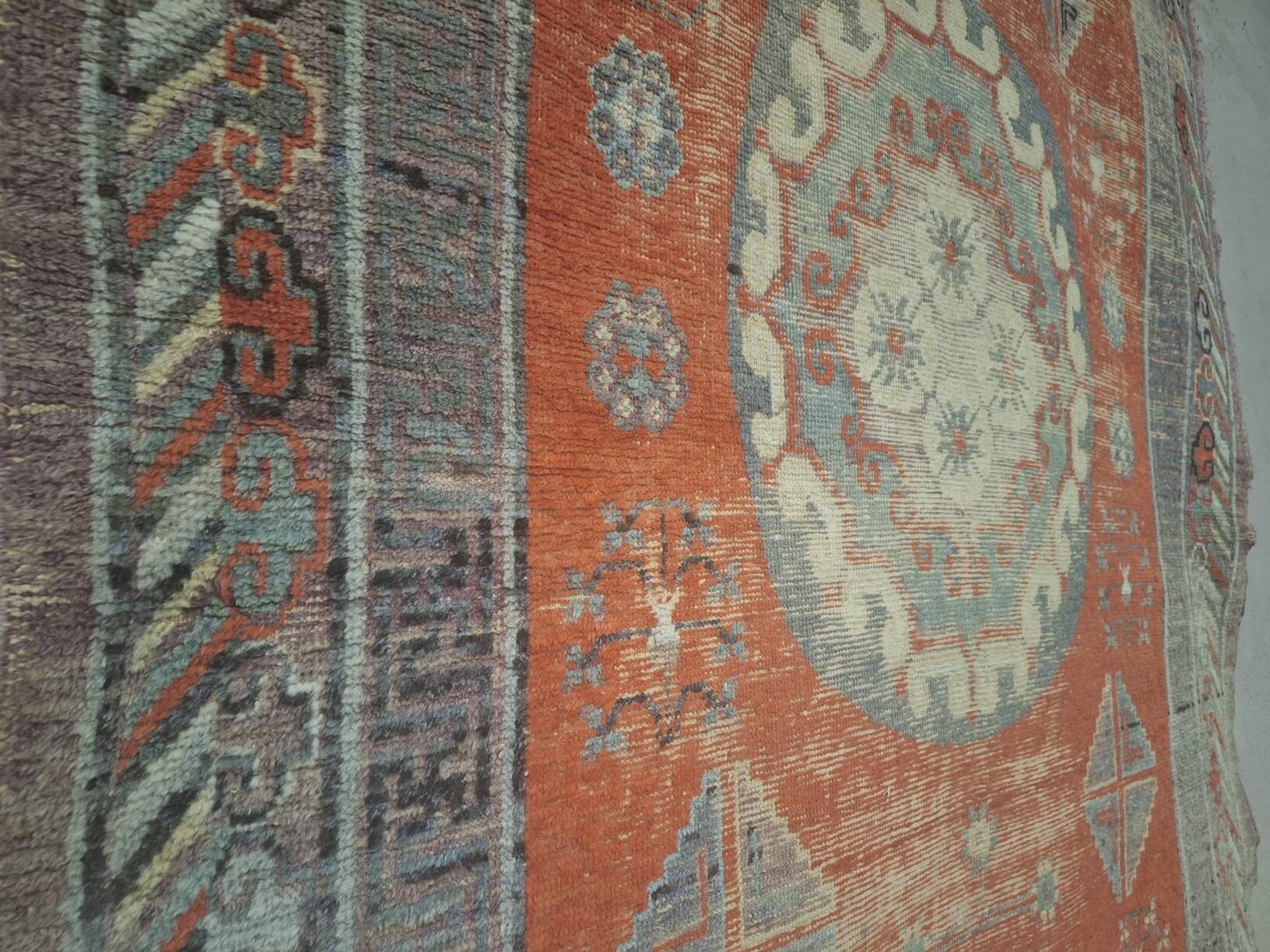 Antique Khotan rug Uyghur East Turkestan 1910