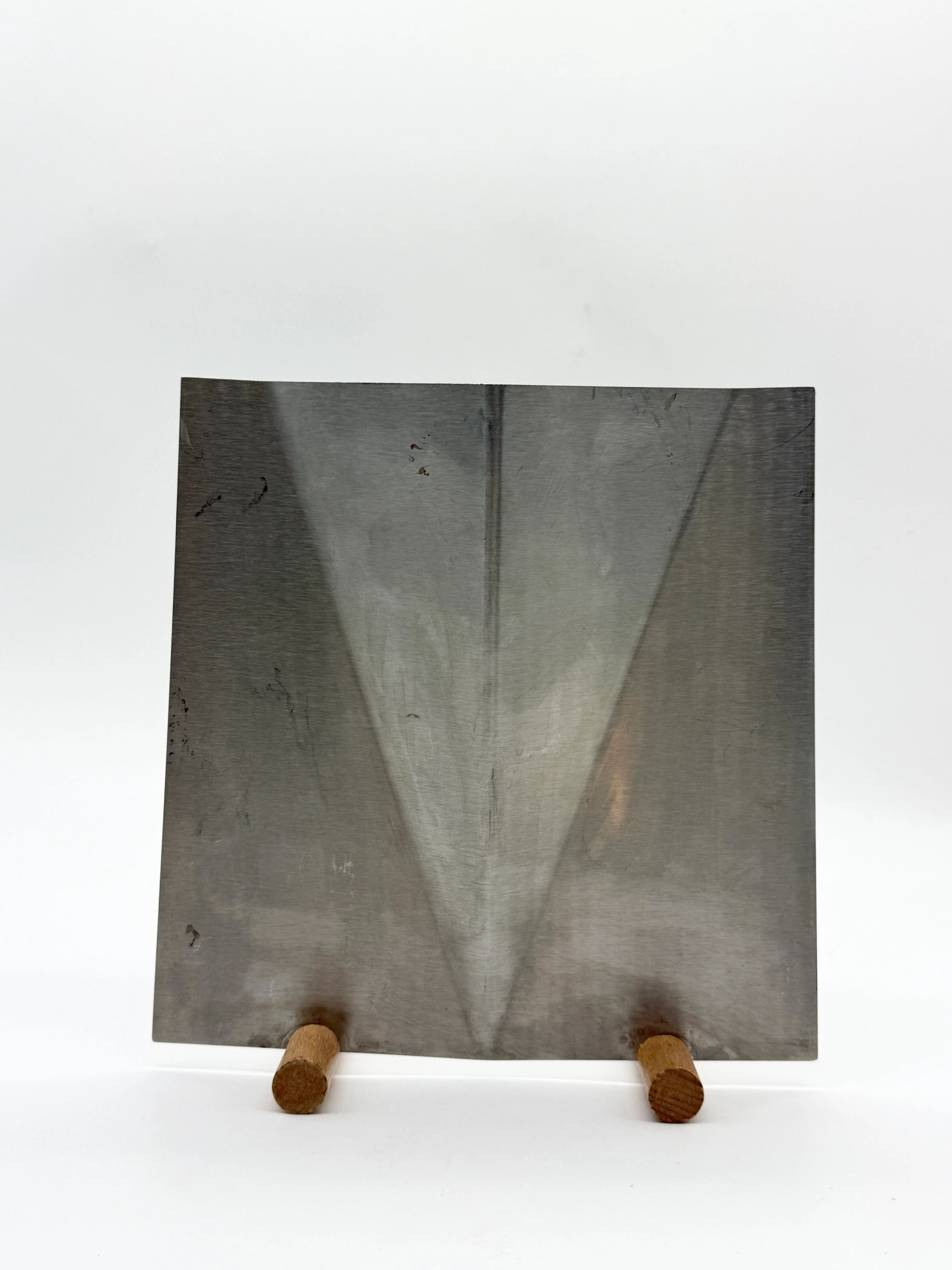 Sculptural brushed aluminium vase, 1980s