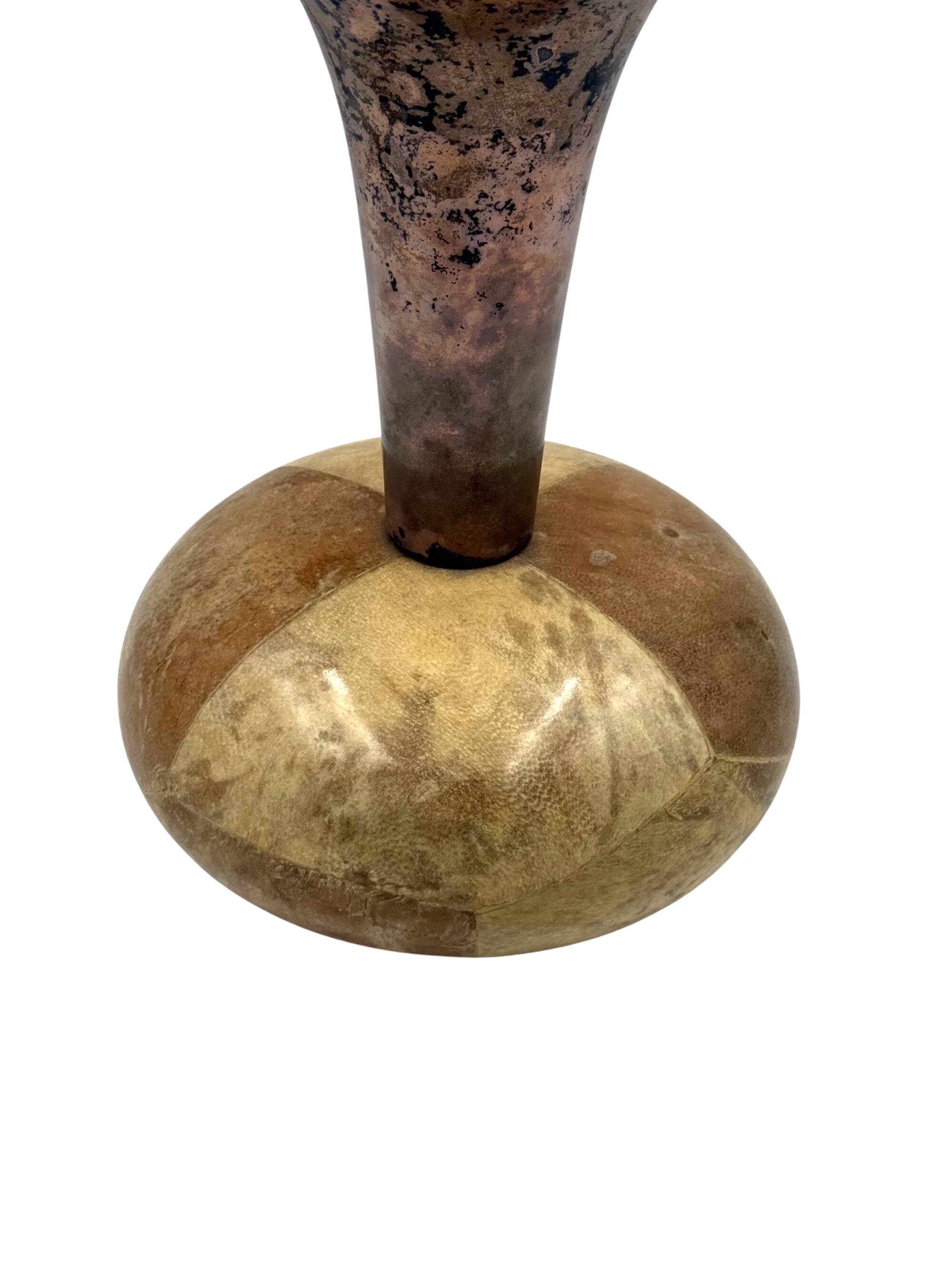 Mid-century cream parchment vase, Aldo Tura Italy 1950s