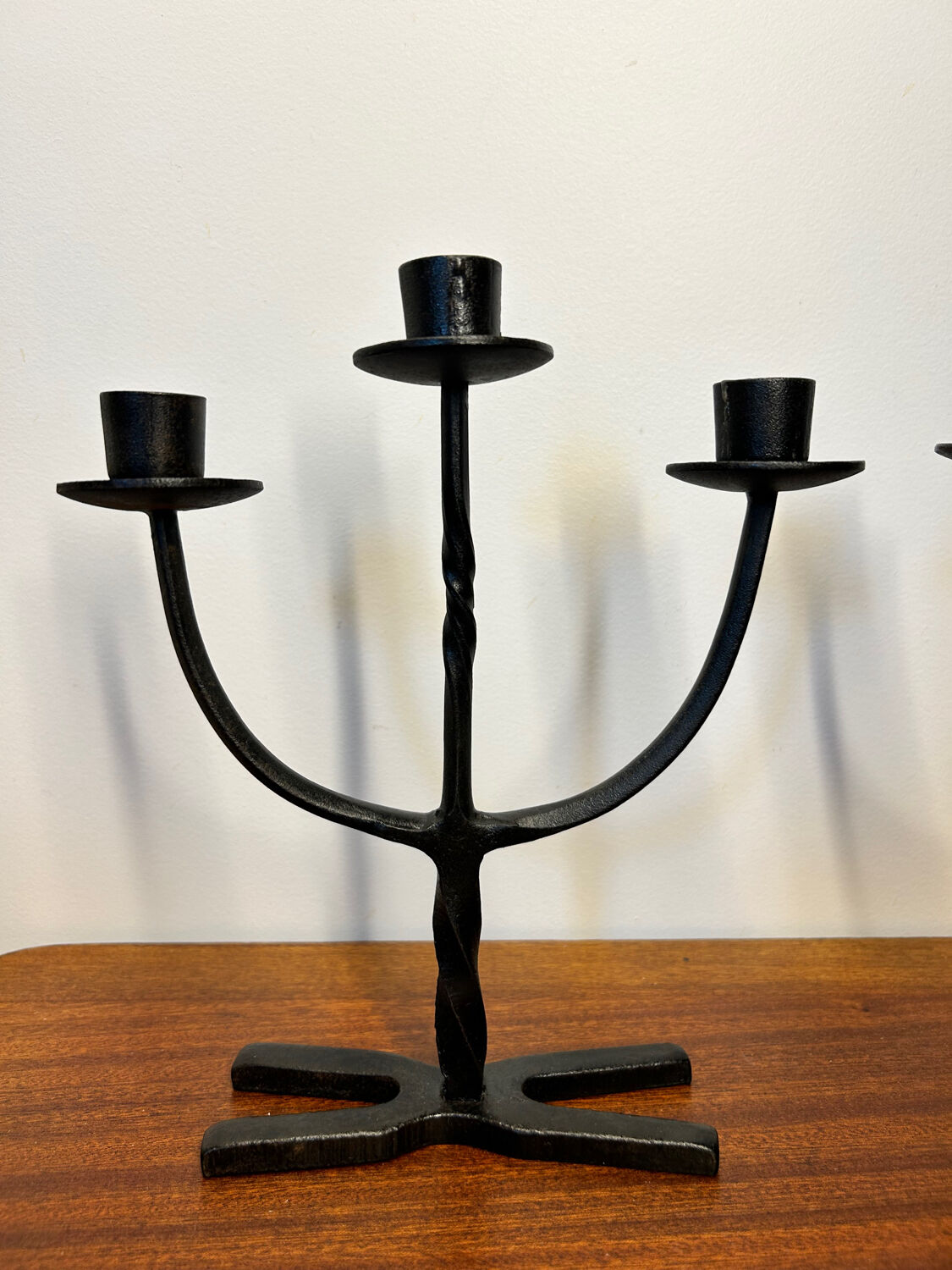 Brutalist wrought iron candlesticks from the 60s