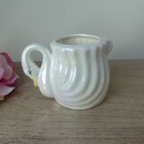 Iridescent Ceramic Swan Tumbler, Swan Pot Bathroom Decoration
