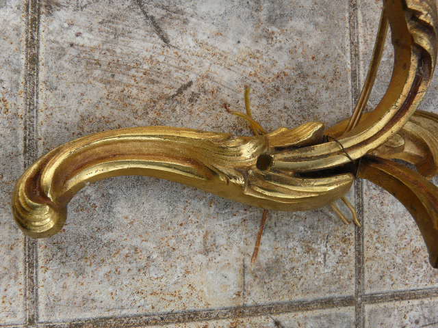 Two pairs of bronze wall lamps