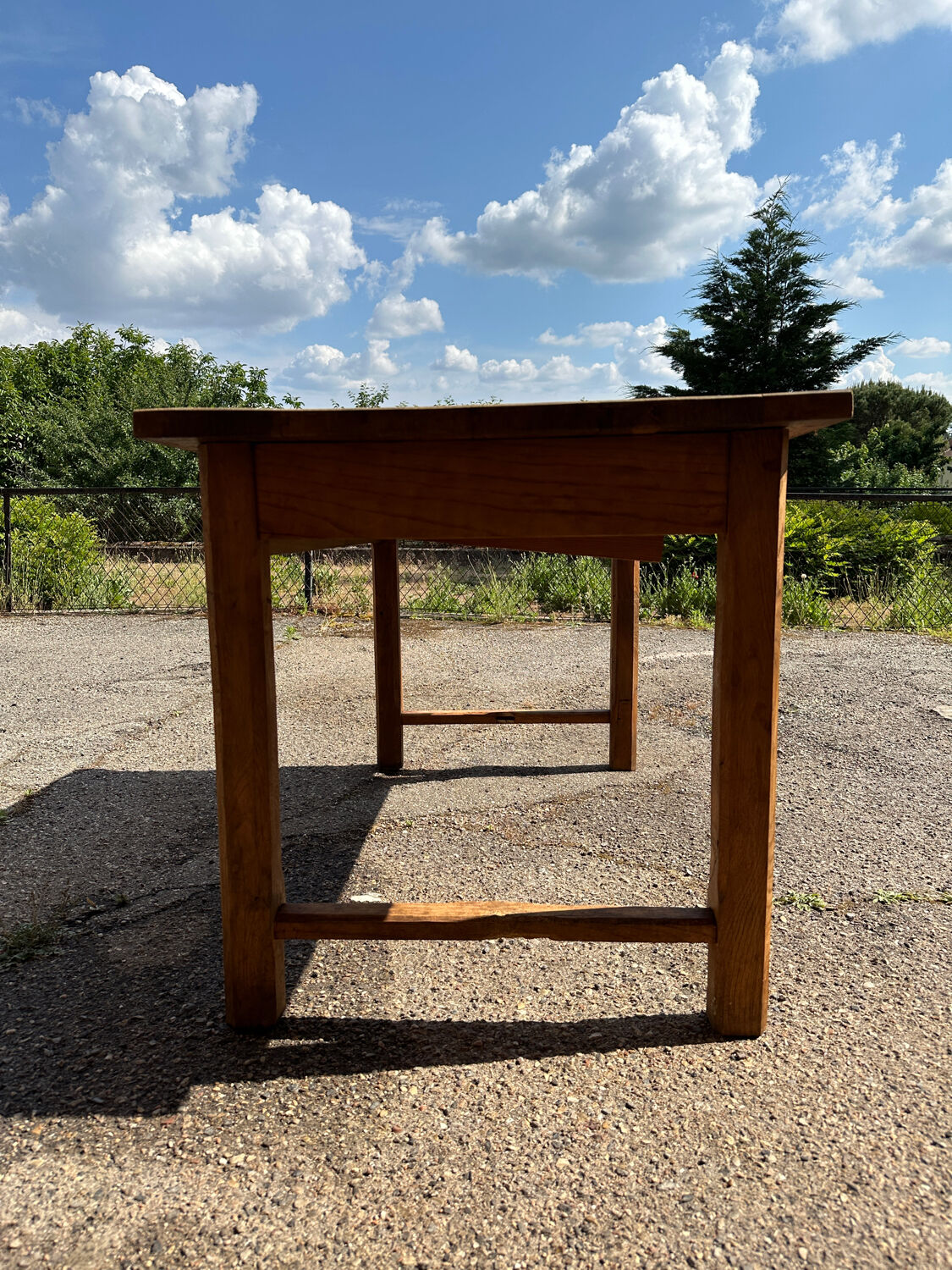 Hand-carved solid wood farm table