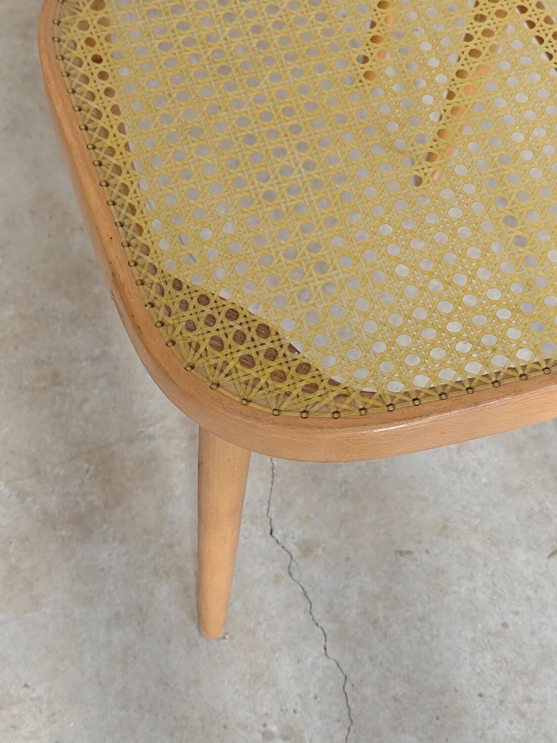 Set of 10 Bystrice tone wooden and caned chairs from the 1960s.