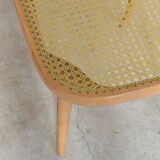 Set of 10 Bystrice tone wooden and caned chairs from the 1960s.