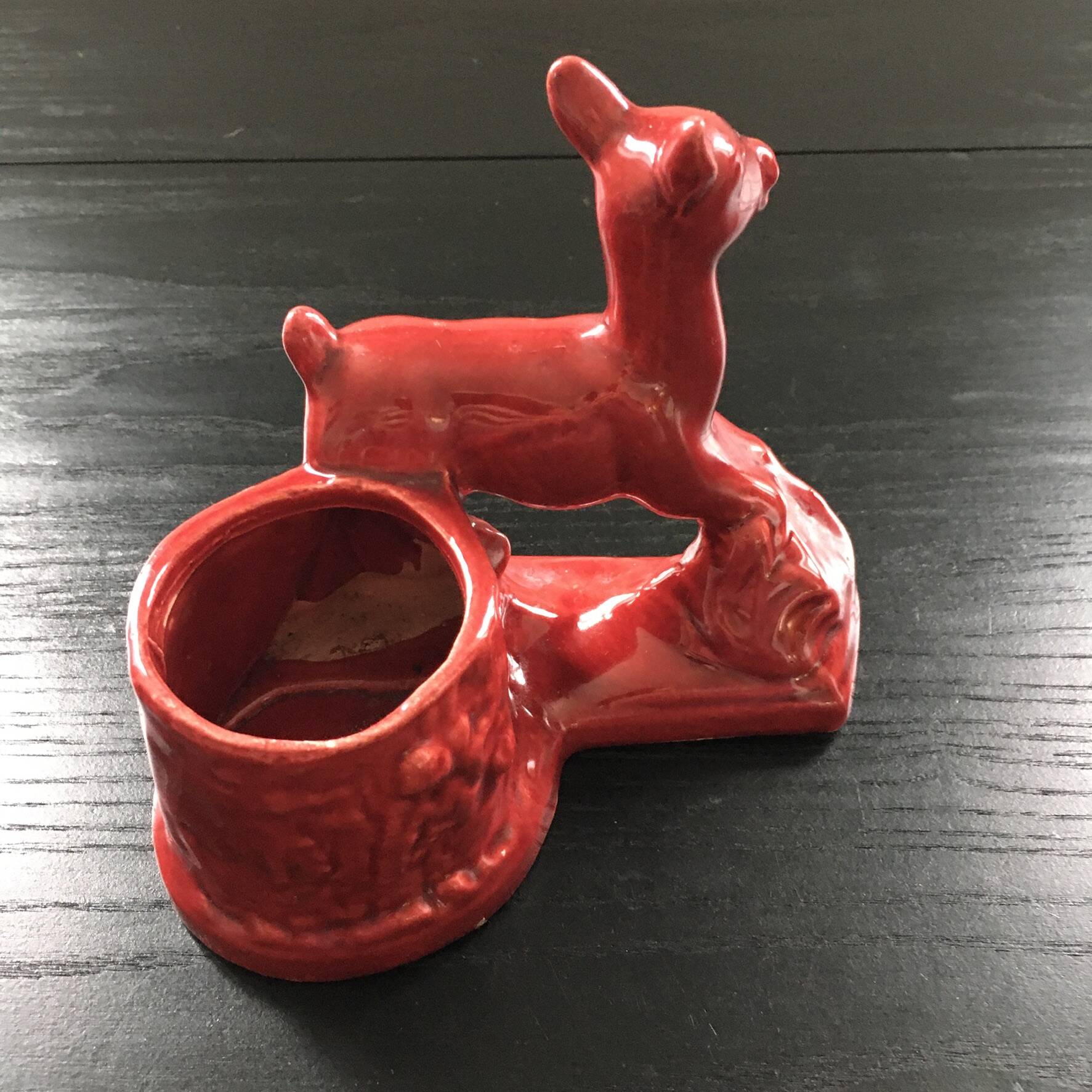 Red doe candle holder