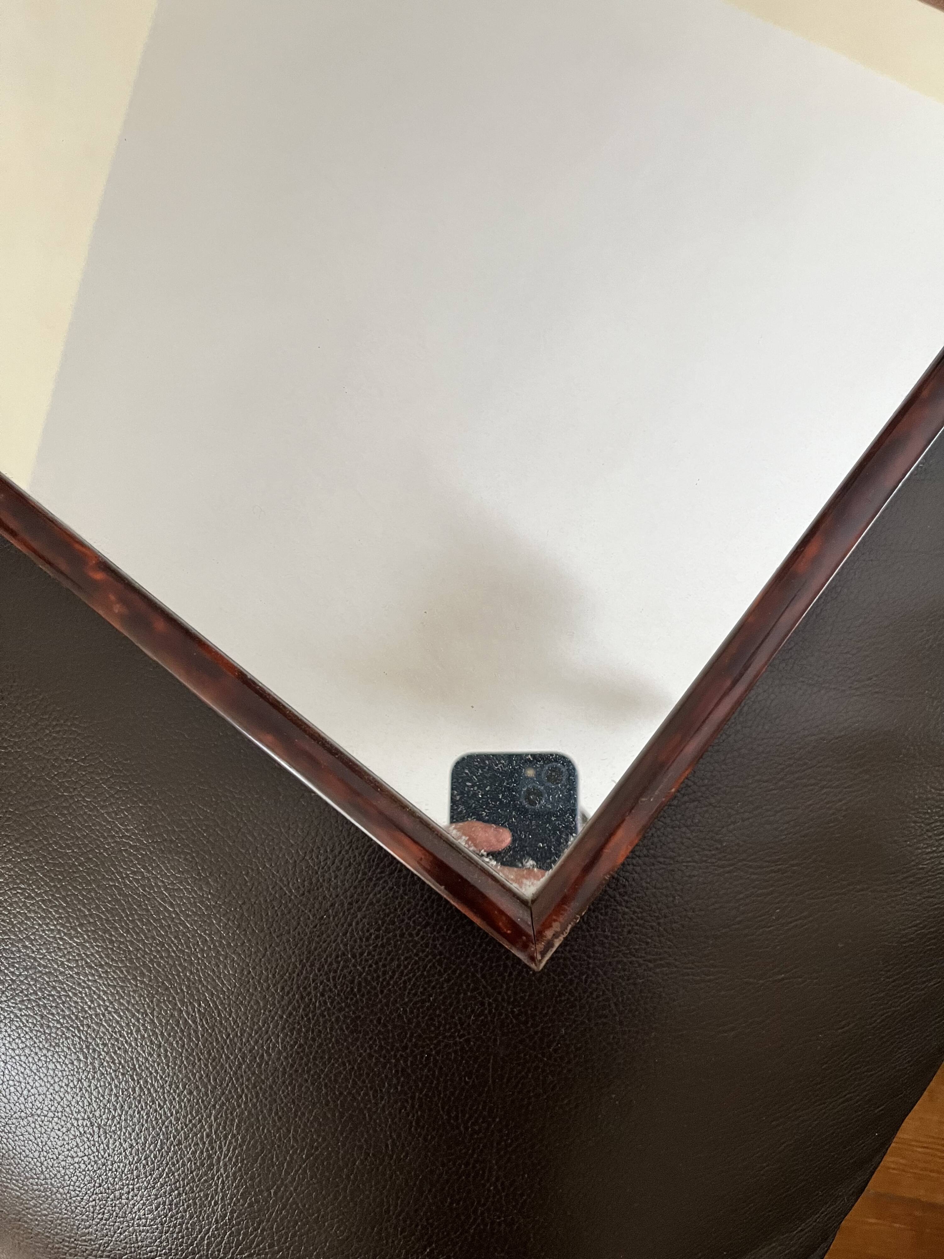 French rectangular mirror in faux tortoiseshell.