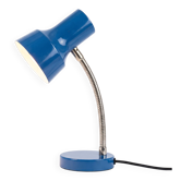 Vintage blue desk lamp with a chrome gooseneck, 1970s.
