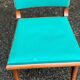 Scandinavian chair in solid oak and blue leather from the 1950s.
