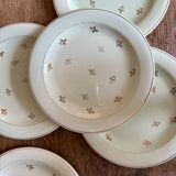 10 assiettes à dessert Salins vintage verts pâles et dorées