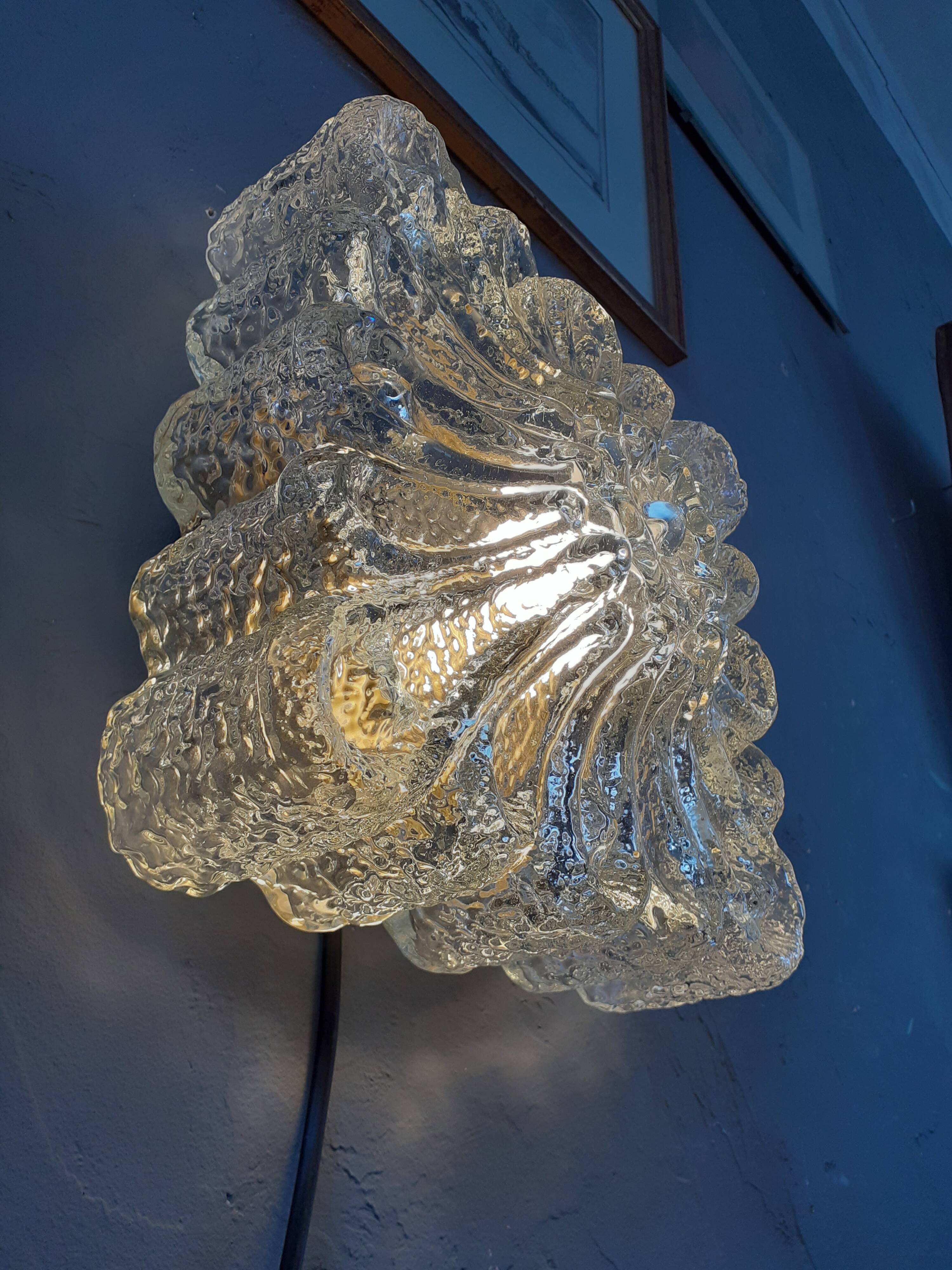 1960s wall light, moulded glass