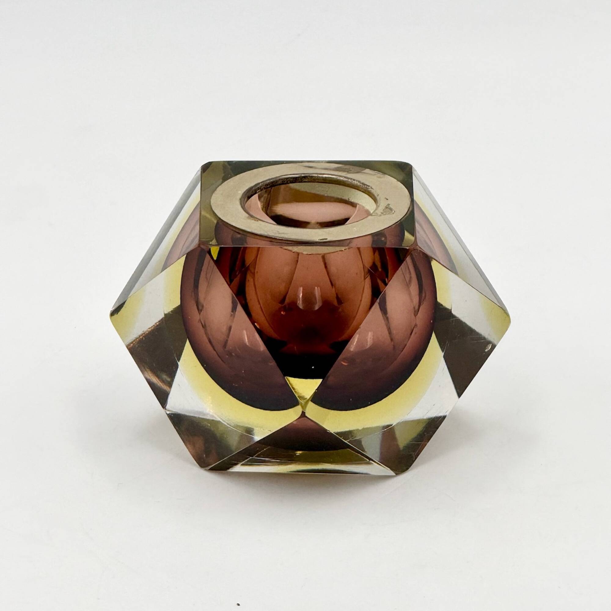 Vase géométrique en verre Sommerso de Murano, Italie, années 1970