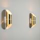Pair of cylindrical wall lamps in brass with perforated shades
