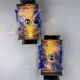 Pair of Murano Mazzega blue & clear glass wall sconces, Italy, 1970s