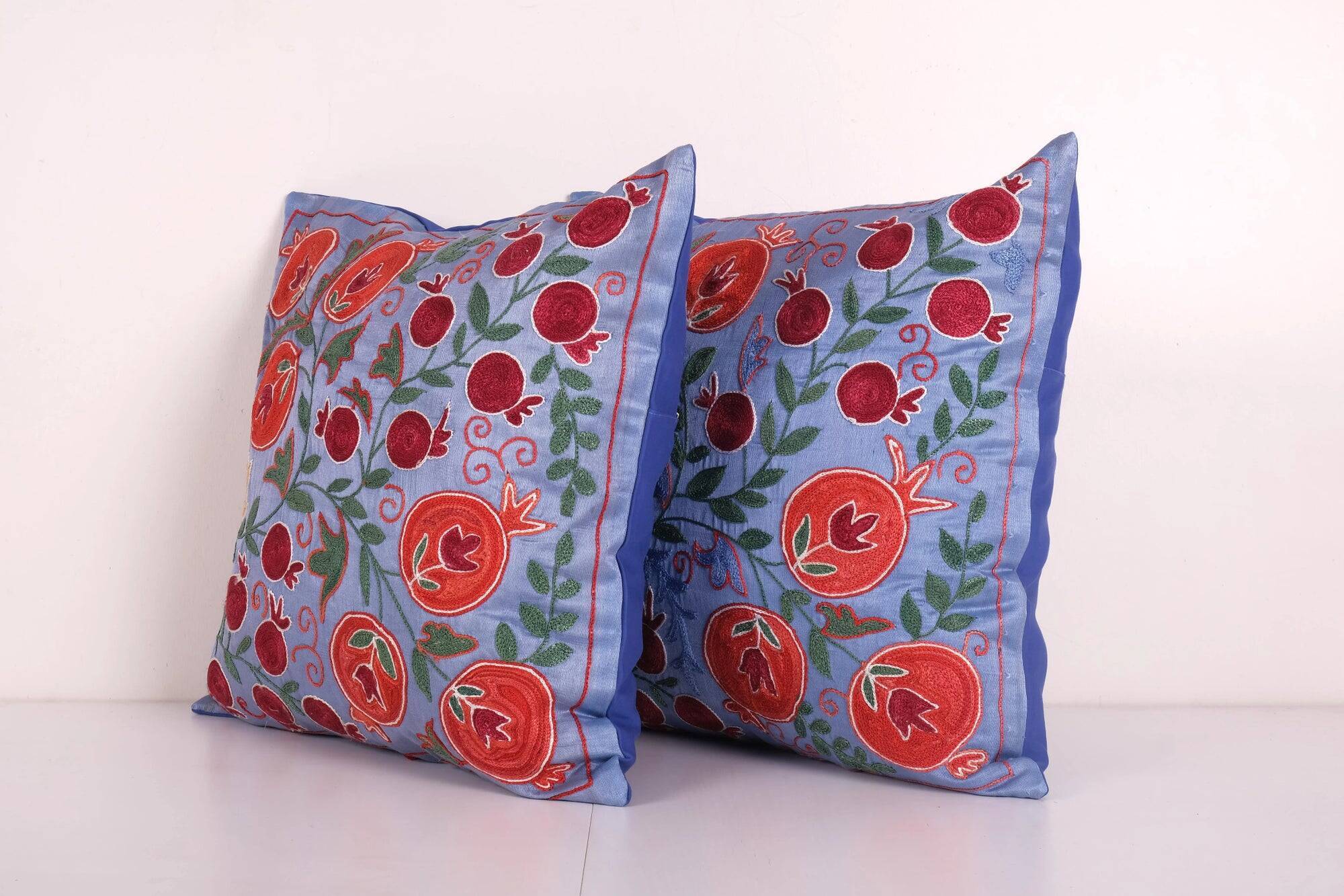 Lot de 2 housses de coussin brodées vintage 48x48 cm