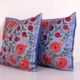 Lot de 2 housses de coussin brodées vintage 48x48 cm