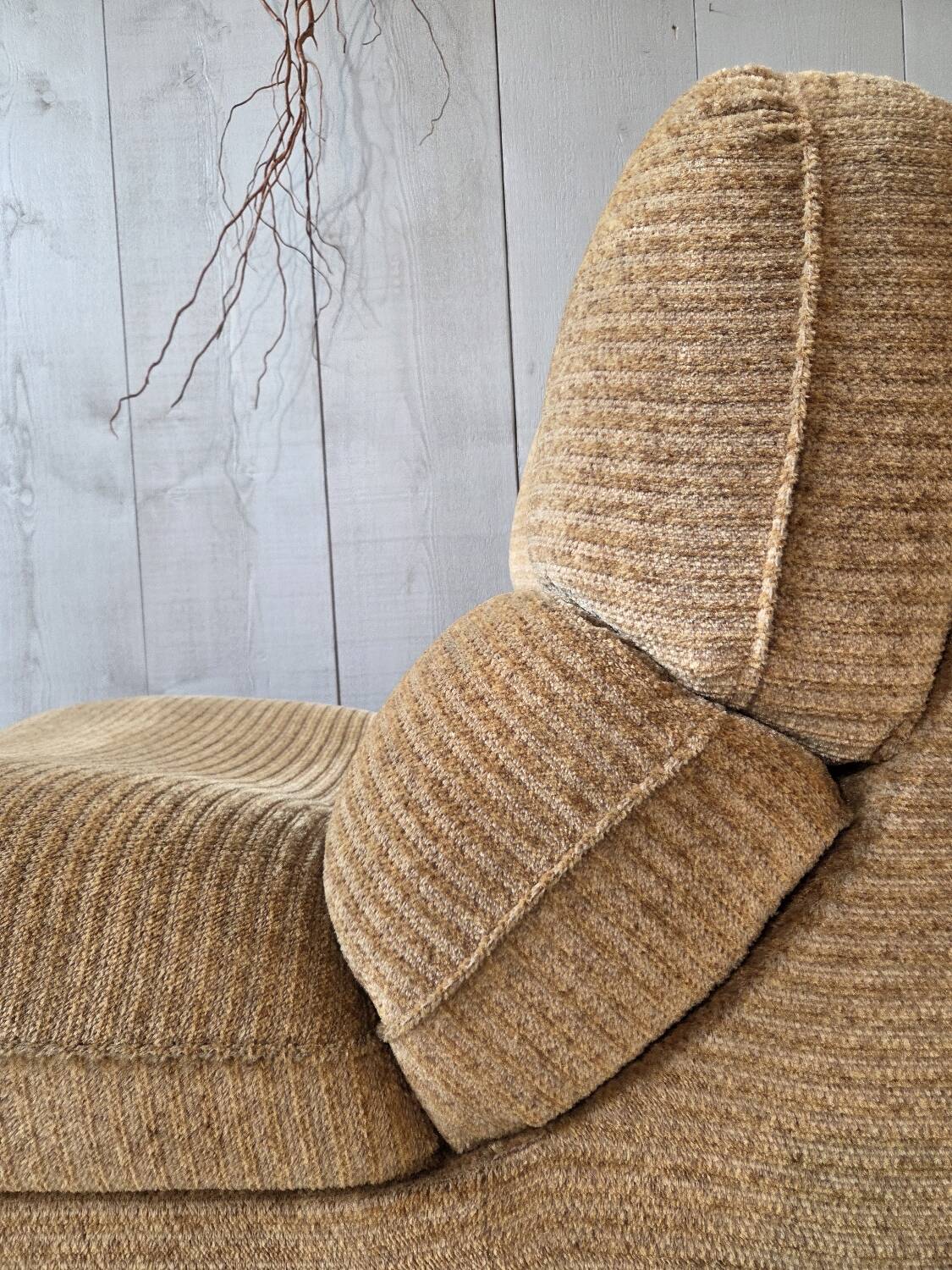 Beige velvet armchair