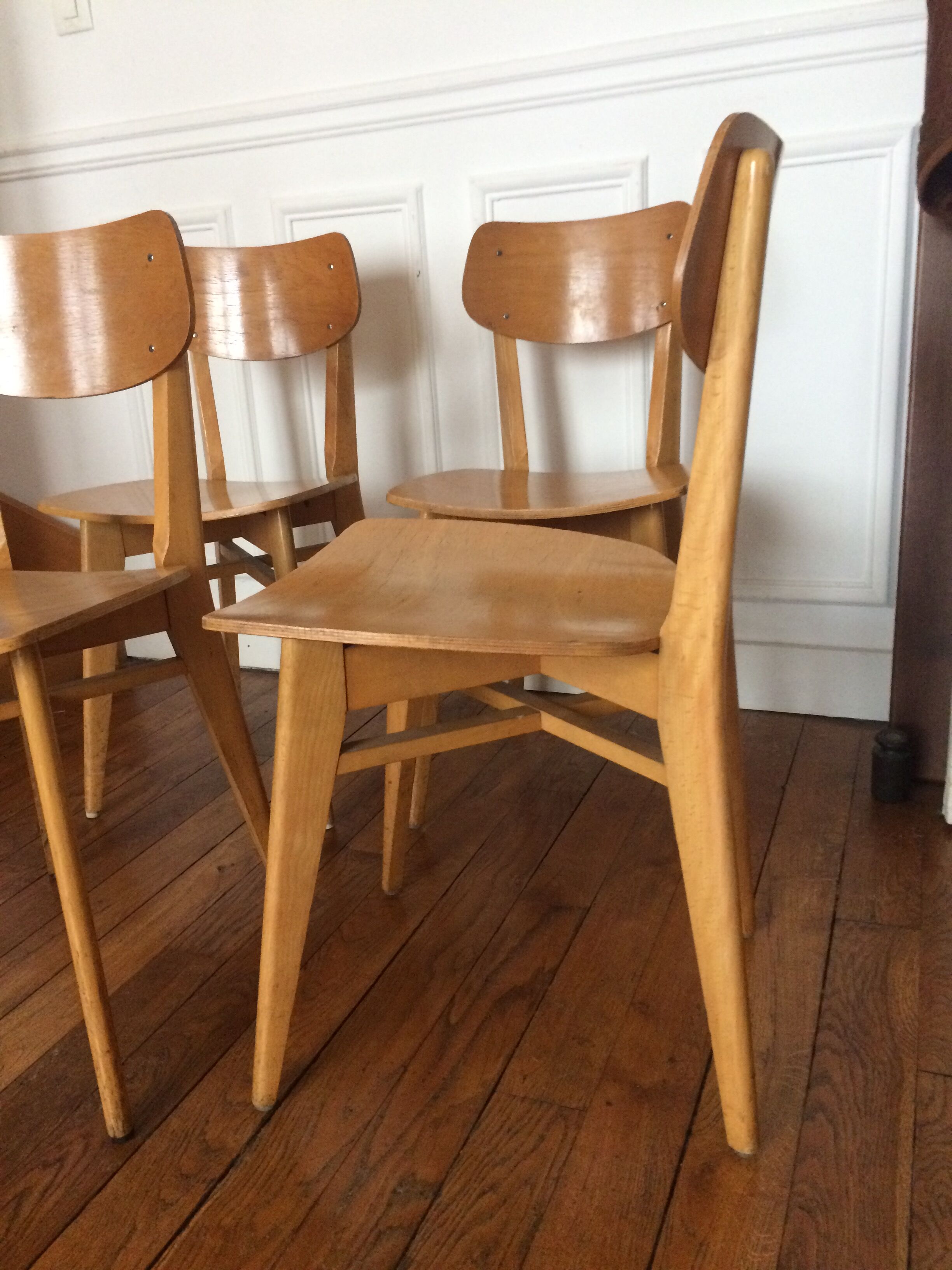 4 vintage beech chairs