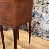 Louis XVI bedside in antique exotic wood marquetry / or harness