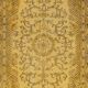 Yellow Overdyed Vintage Turkish Area Rug. Hand-Knotted Wool Carpet for Modern Interiors