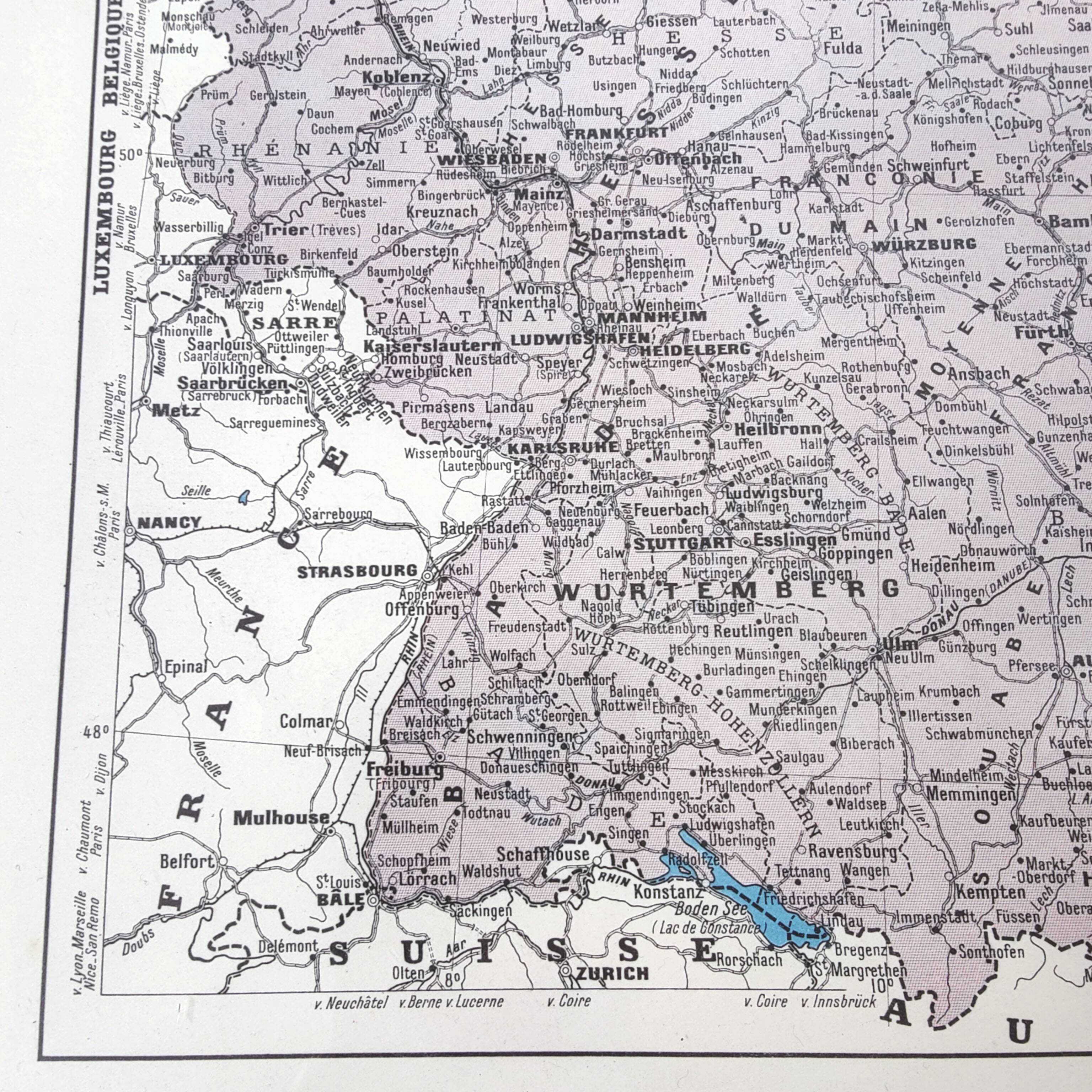 Old Germany map 43x43cm from 1950