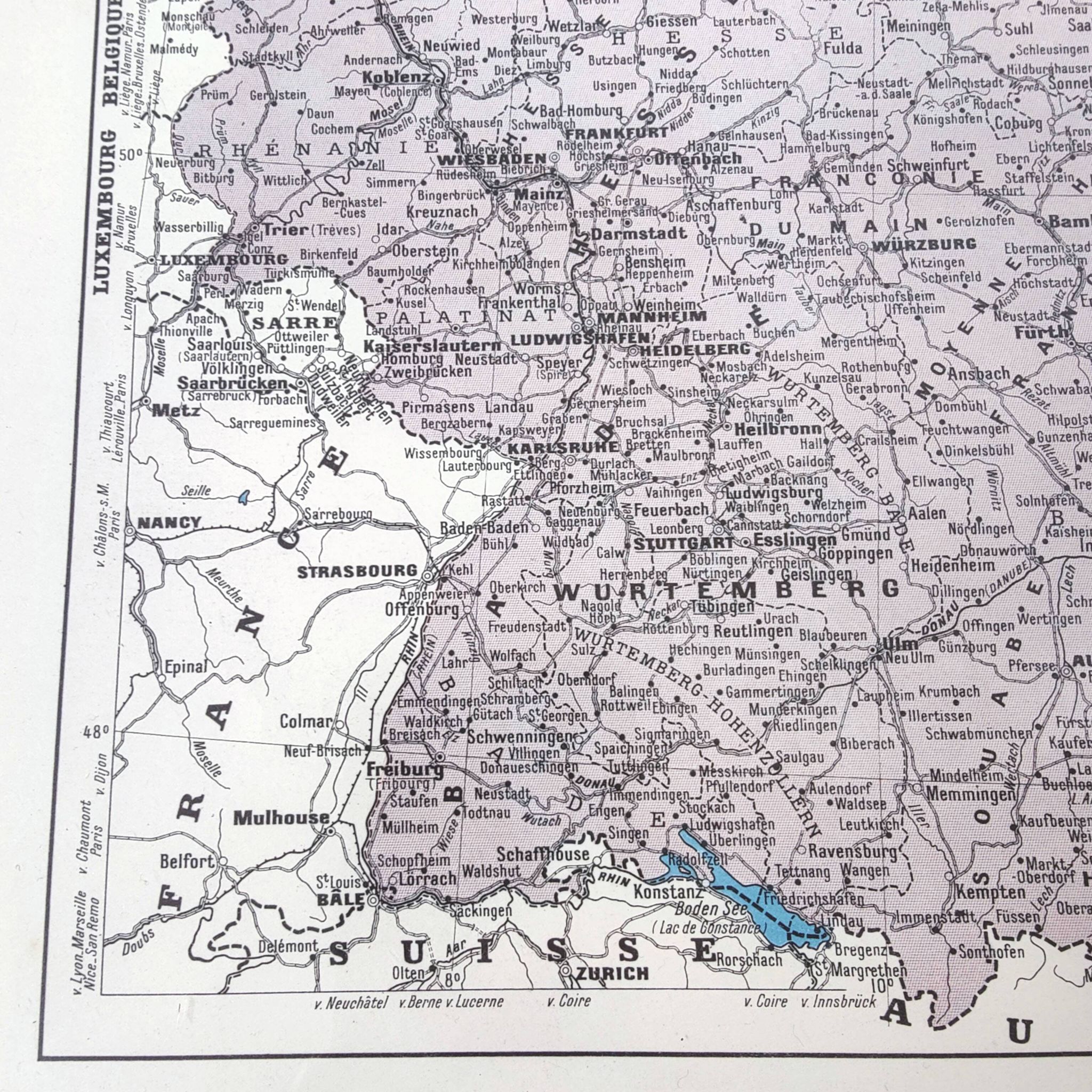 Old map of Germany 43x43cm from 1950