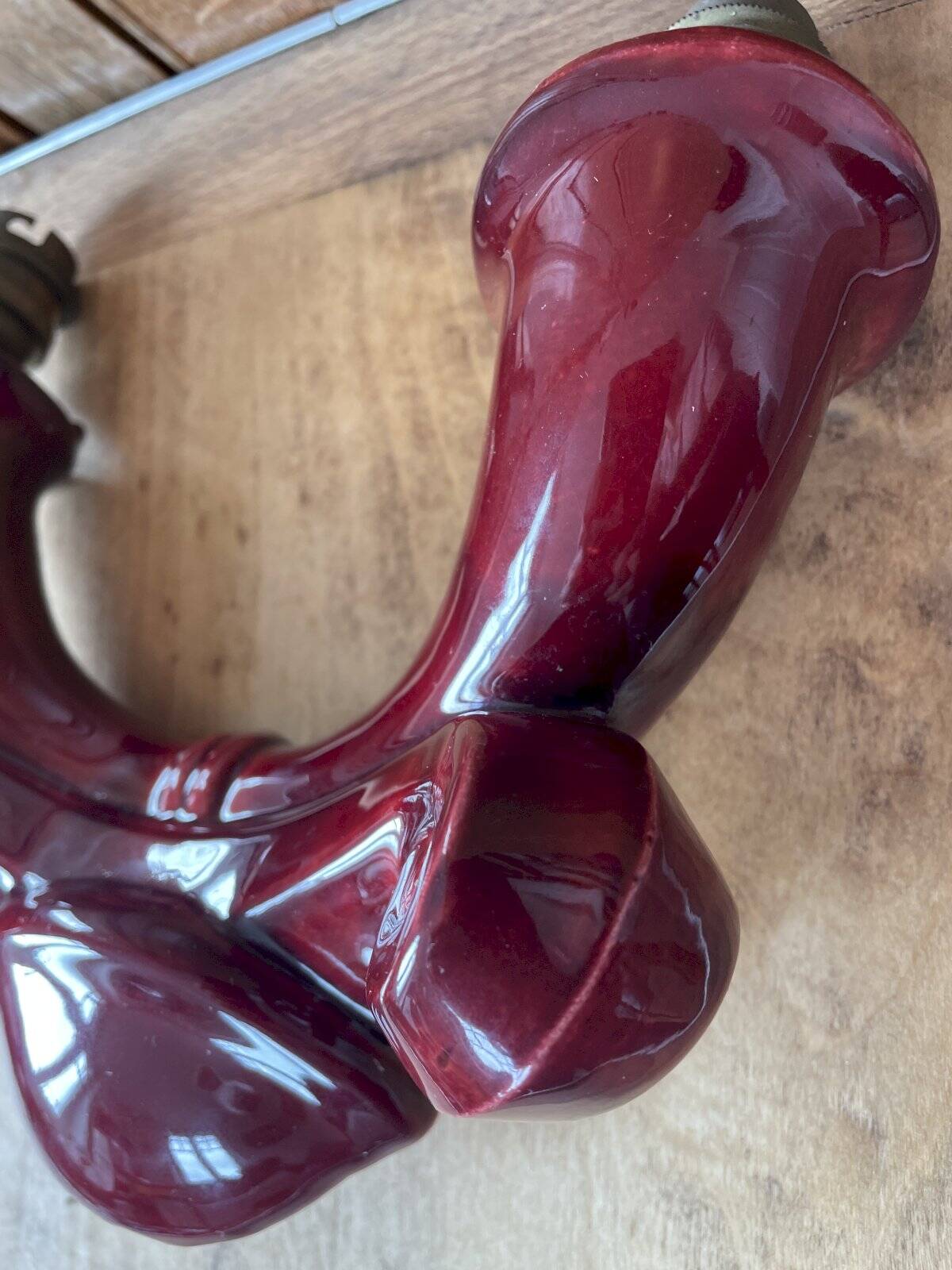 Art Deco burgundy red ceramic wall lamp