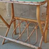 Rattan side table, magazine rack