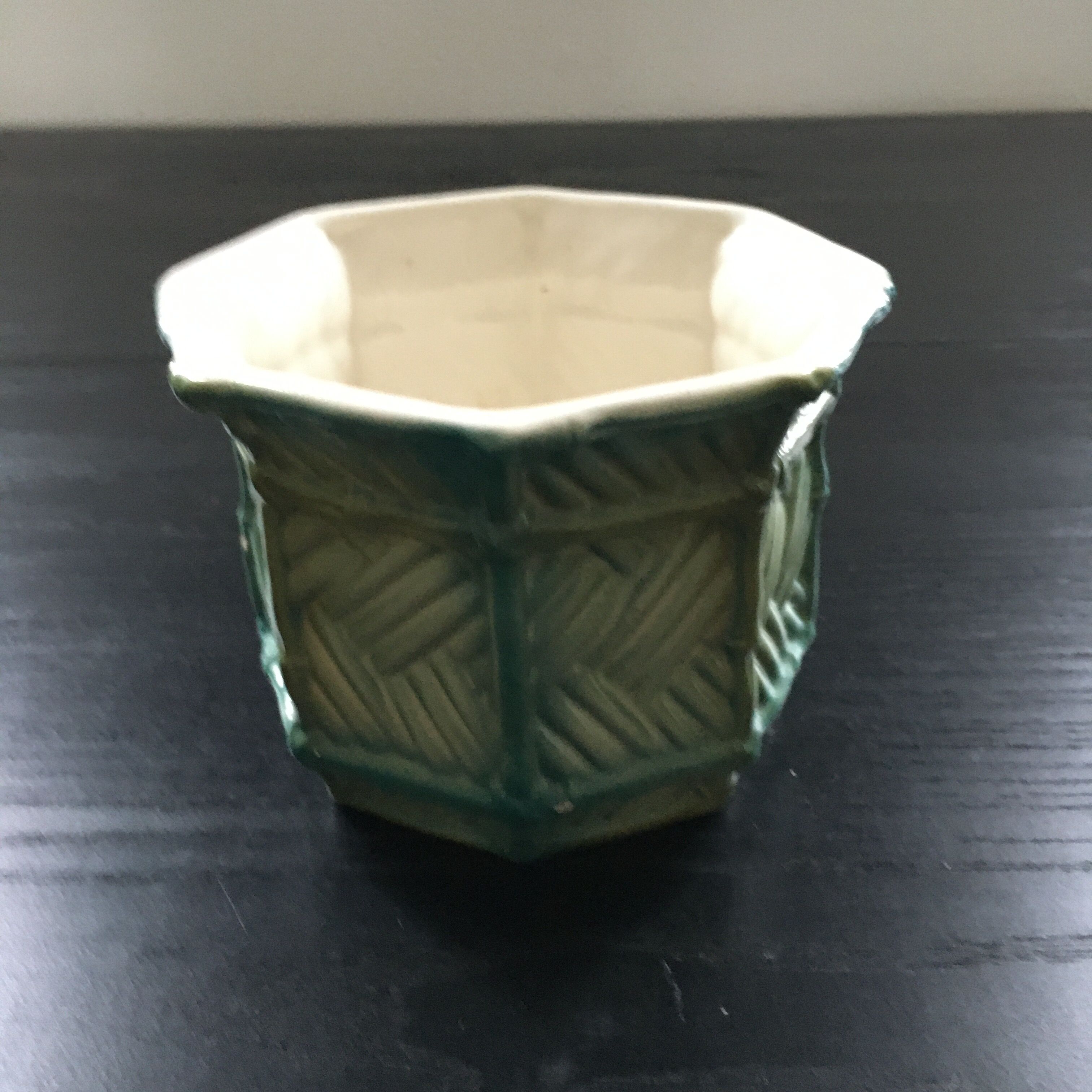 Barbotine planter with cane decor