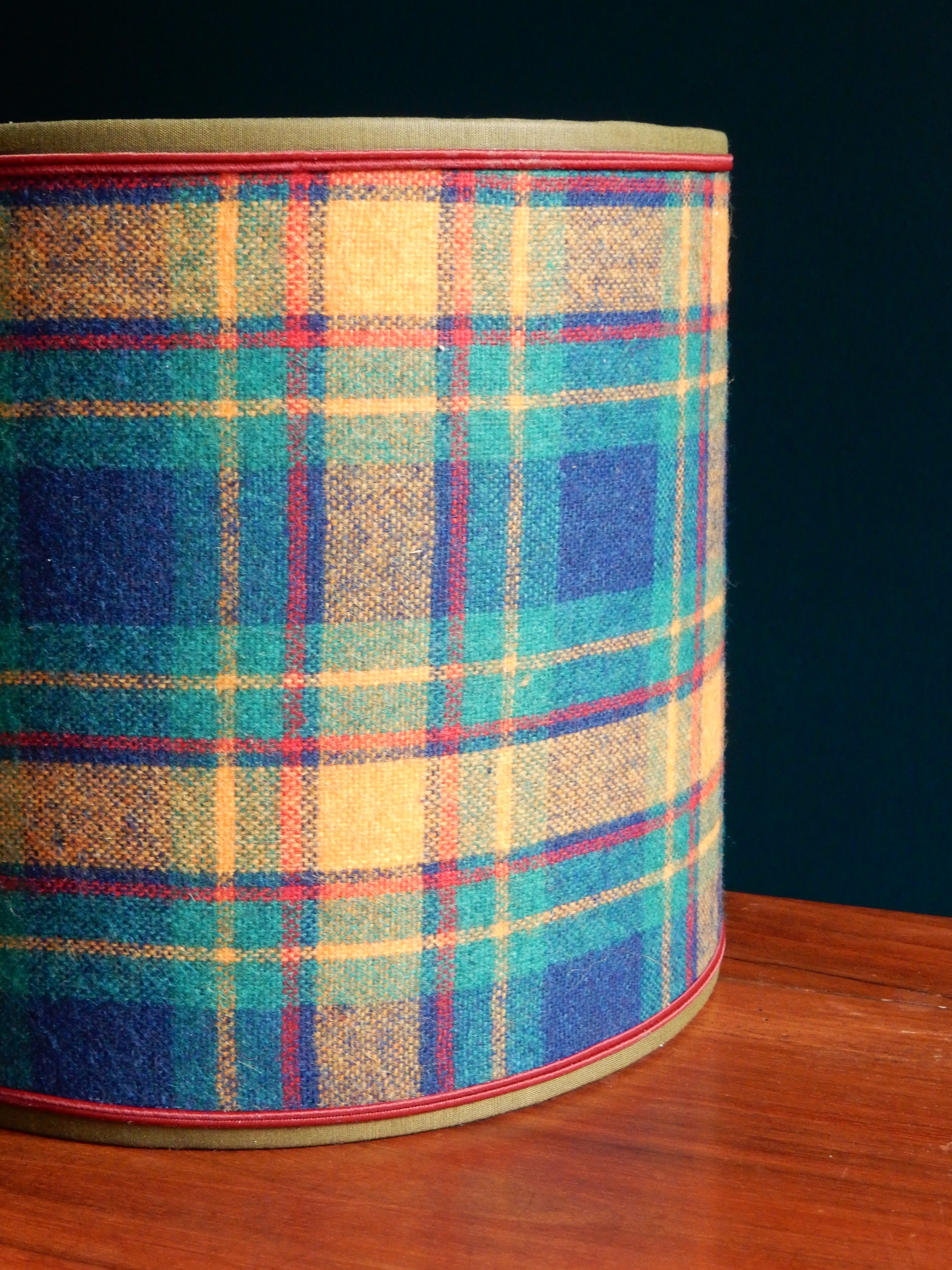 Yellow and green Scottish wool tartan lampshade