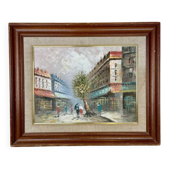 Tableau encadré huile sur toile signée Burnett