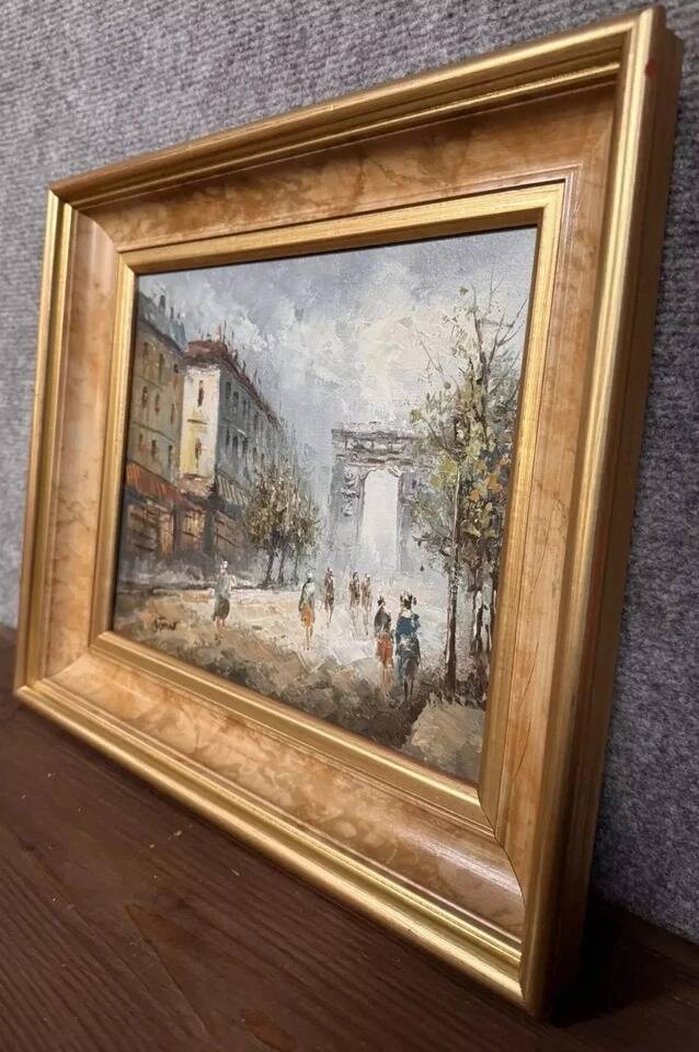 Oil painting on canvas: the Porte Saint Martin Paris 20th century