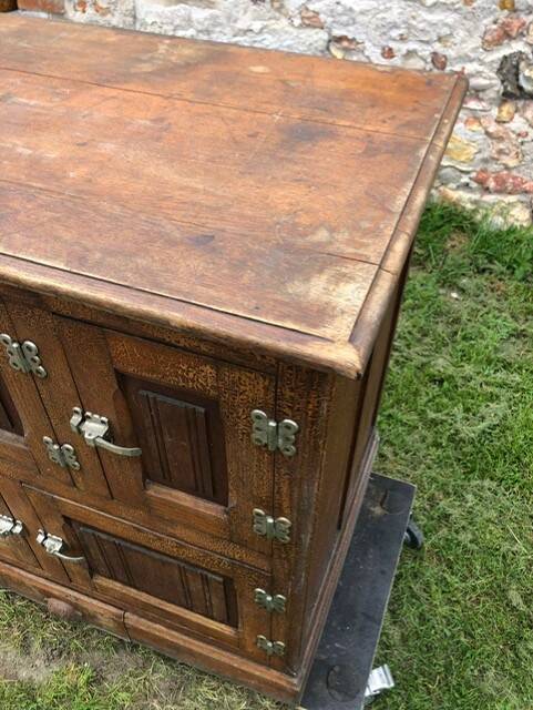 Storage unit, vintage icebox unit, wooden and zinc fridge unit, bar