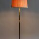 Restored Brass Art Deco Floor Lamp, France, Original Textile Shade, 1920s