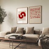 Pair of giclee prints, abstract wall art set of two, 50x70cm