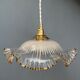 Vintage lampshade pendant lamp in white and gold granite glass