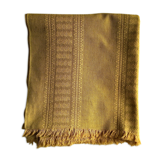 Old damask tablecloth tinted curry yellow