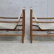 Olav Hodnebo, Suède, Circa 1960: paire de fauteuils scandinaves, toile, bois, corde et cuir.