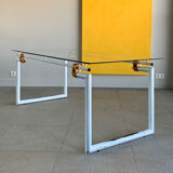 Bureau structure tubulaire et verre, 70s