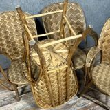 Set of 4 chestnut woven armchairs
