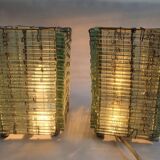 Pair of 80s glass slat lamps