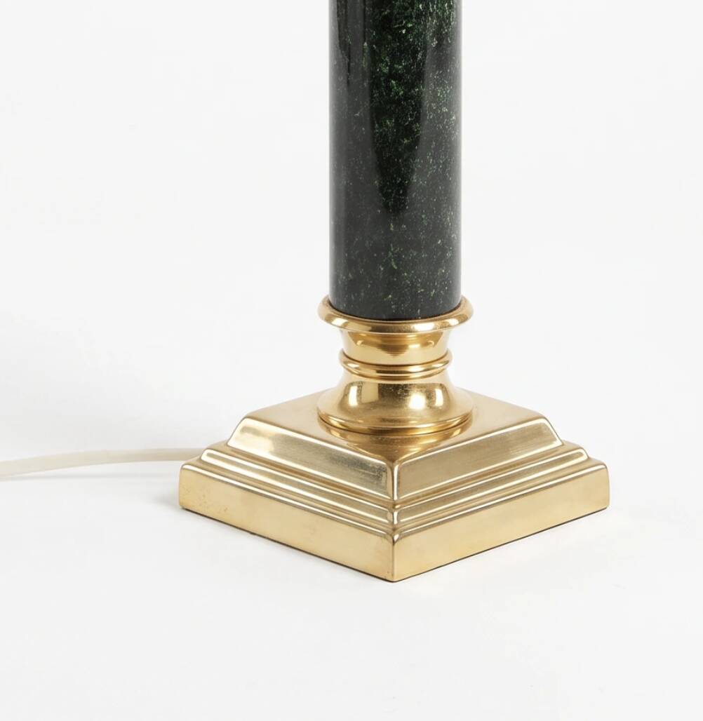 Deschuytener table lamp ref. 5308 green and gold, art deco