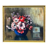 M.Steenbrugen. Still life with flowers in a blue vase. Pastel.