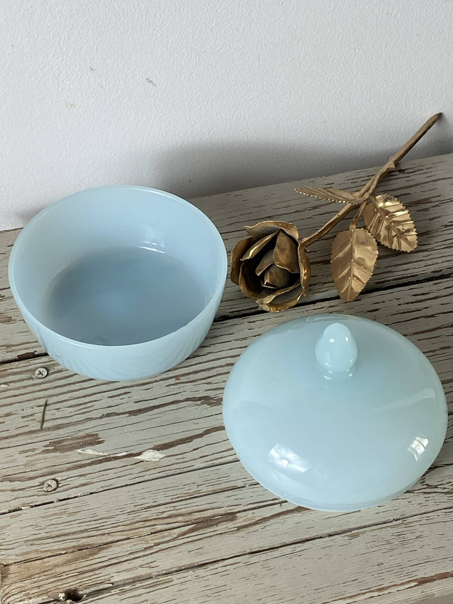 Blue opaline glass bonbonnière